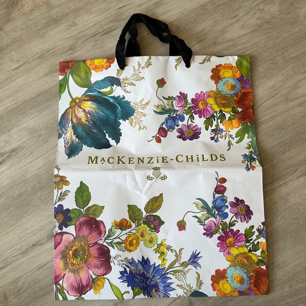 Mackenzie-Childs Floral Shopping Bag Large Size 16” x 19”